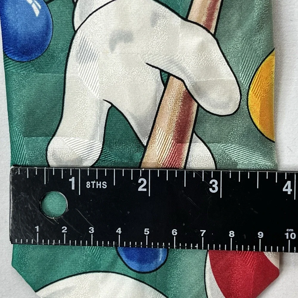 Vintage Looney Tunes Mania Silk Neck Tie Bugs Bunny Pool Billiards Cartoon USA